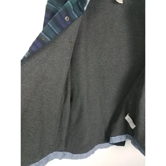 L.L.Bean Men's Sz. M Navy & Green Flannel Snap Front Shirt Jacket - Picture 4 of 7
